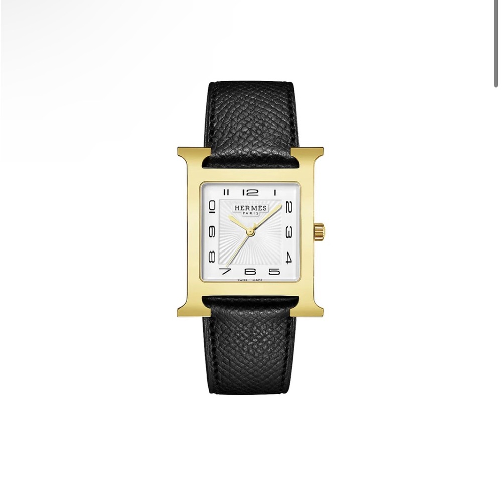 HERMES Heure H 30MM Goldplated Stainless Steel & Leather Strap Watch